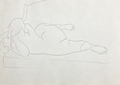 Юмашев Андрей Борисович (1902-1988) - Обнаженная со спины. 1957 г. Бумага, карандаш, 20.3 х 28.5 см