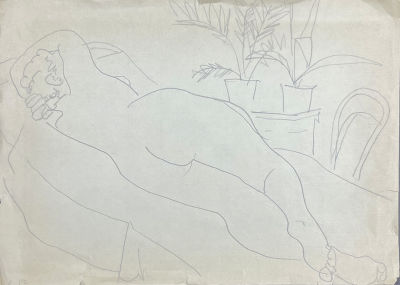 Юмашев Андрей Борисович (1902-1988) - Лежащая обнаженная. 1957 г. Бумага, карандаш, 22 х 30.9 см