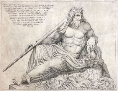 Гравер Николас Беатризе (1507-1566) - Изображение бога Океануса. Конец 1550-х гг. Бумага, резцовая 