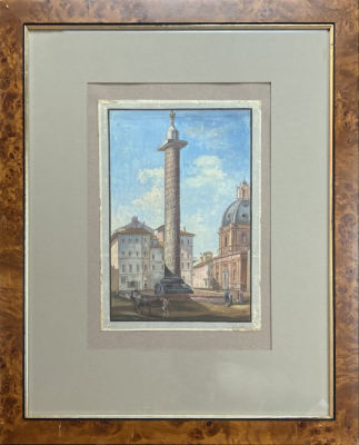 Неизвестный художник - Рим. Колонна Траяна. 2-я половина XVIII в. Бумага, гуашь, 28 х 19.5 