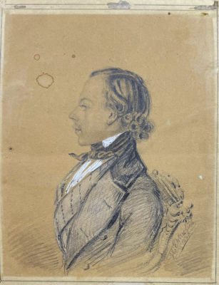 Элерс - &laquo;Портрет молодого человека&raquo;. 1845 г. Картон, графитный карандаш, белила, 14,5 х 11,2 