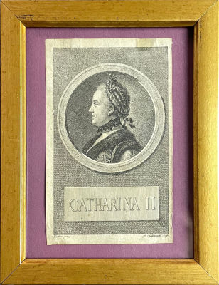 Гравер Даниэль Ходовецкий (1726-1801) по оригиналу Пьетро Ротари (1707-1762) - Екатерина II. 1776 г. 