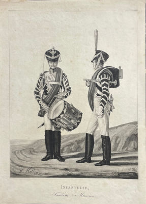 Киль Лев Иванович (1793–1851) - Барабанщик и музыкант пехоты. 1816 г. Бумага, акватинта, 26.5 х 