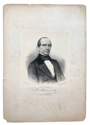 Неизвестный литограф с фотографии Деньера - Портрет актера Александра Евстафьевича Мартынова. 