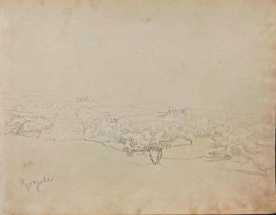 Брюллов Николай Федорович (1826-1885) - Сицилия. Античные храмы в Агридженто. 1854 г. Бумага 