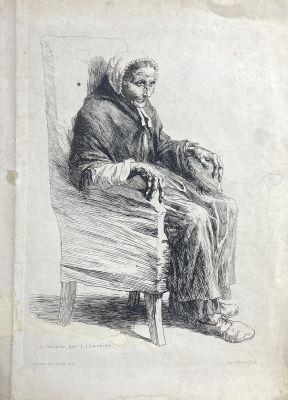 Лермитт (Lhermitte), Леон (1844-1925) - Больная. 2-я половина XIX в. Бумага, офорт, 27.7 х 20.3 см