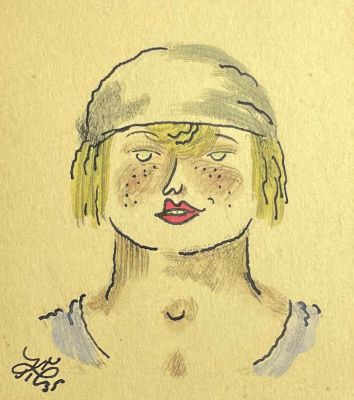 Тимофеев Игорь Алексеевич (1905-1994) - Портрет дамы. 1935 г. Бумага, тушь, перо, акварель, 7.6 х 