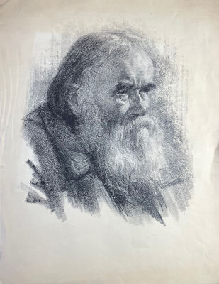 Капусцинский Виктор Евгеньевич (1917-1993) - Портрет старика. 1940-е гг. Бумага, литография, 45.5 х 