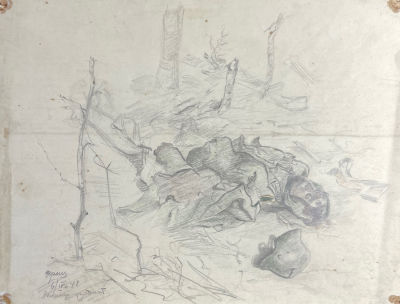 Николаев - Фриц. Ленинградский фронт. 1942 г. Бумага, карандаш, 22.1 х 29 см