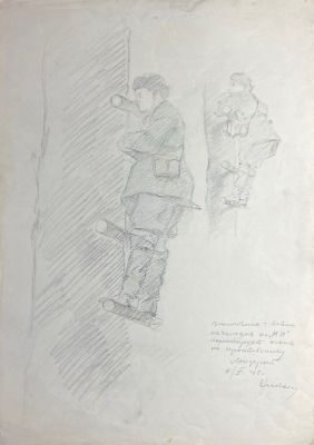 Николаев - Ленфронт. 1942 г. Бумага, карандаш, 43.8 х 31 см