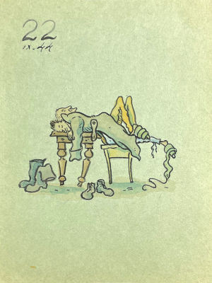 Тимофеев Игорь Алексеевич (1905-1994) - Сон. 22 сентября 1944 г. Бумага, тушь, перо, акварель, 13 