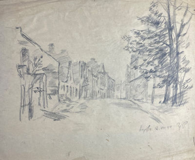 Розенблюм Григорий Ефимович (Хаимович) (1906-1980) - Нарва. 1944 г. Бумага, карандаш, 32.8 х 39.6 см
