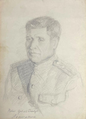 Щемилин В.И. - Портрет фельдшера Лепилкина. 1944 г. Бумага, карандаш, 27.8 х 20.5 см