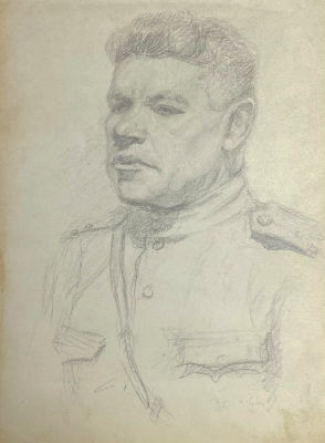 Щемилин В.И. - Портрет старшего лейтенанта Эстрина. 1944 г. Бумага, карандаш, 27.7 х 20.5 см
