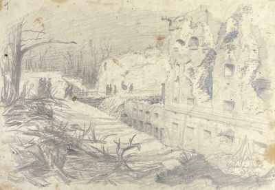 Галеркин Александр Михайлович (1916-1988) - Познань. Цитадель. 1945 г. Бумага, карандаш, 20.8 х 29.8 см