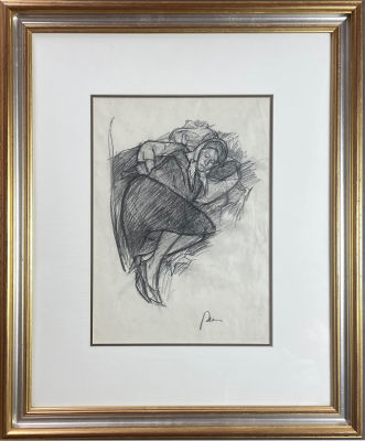 Решетников Фёдор Павлович (1906-1988) - Портрет жены. 1948-1949 г. Бумага, соус, 40 х 29 