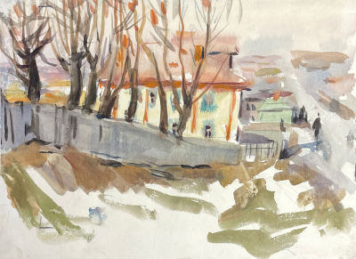 Милорадович Людмила Ивановна (1900-1981) - В городе Переславль-Залесский. 1959 г. Бумага, акварель 