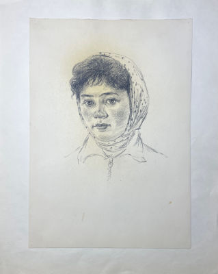 Капусцинский Виктор Евгеньевич (1917-1993) - Портрет девушки. 1960-е гг. Бумага, угольный карандаш 