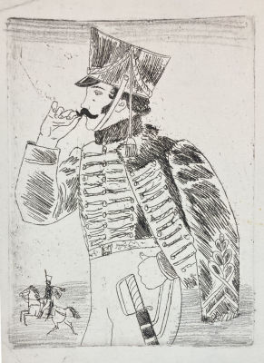 Меньшиков Владимир Михайлович (1933-1994) - Гусар. 1970-1980-е гг. Бумага, офорт, 28.7 х 21 см