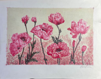 Гагарина Лидия Ивановна (1902-1984) - Маки. 1970-е гг. Бумага, автолитография, 47 х 59.7 см