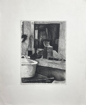 Кузнецов Анатолий Тихонович (1944-2022) - Натюрморт со свечой. 1975 г. Бумага, офорт, 42.6 х 36 