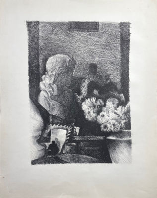Кузнецов Анатолий Тихонович (1944-2022) - Натюрморт с зеркалом. 1980-е гг. Бумага, литография, 60 