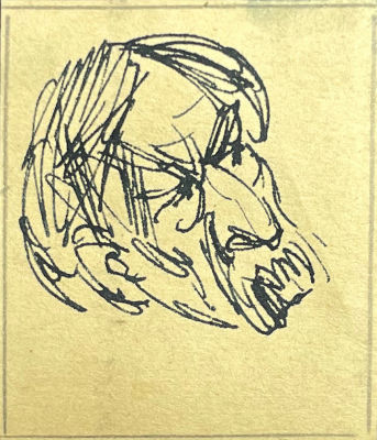 Кауров Александр Александрович (1916-1984) - Мужской портрет. 1980-е гг. Бумага, линер, 6 х 5.3 