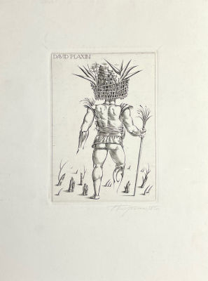 Бартельс Василий Дмитриевич (1950 г.р.) - Экслибрис Давида Моисеевича Плаксина. 1985 г. Бумага 