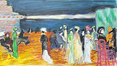 Нешумова Татьяна Феликсовна (1965 г.р.) - Вечер. Вольная копия Уистлера. 2022 г. Бумага, масляная 