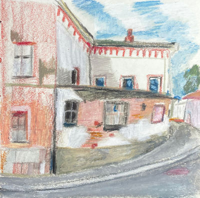 Нешумова Татьяна Феликсовна (1965 г.р.) - В Хохловском переулке. 2022 г. Бумага, масляная пастель 