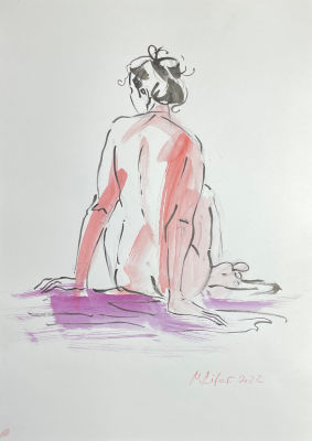 Лифар Марина (1976 г.р.) - Диана 1. 2022 г. Бумага, акварель, тушь, 42 х 29 см