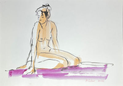 Лифар Марина (1976 г.р.) - Диана 2. 2022 г. Бумага, акварель, тушь, 29 х 42 см