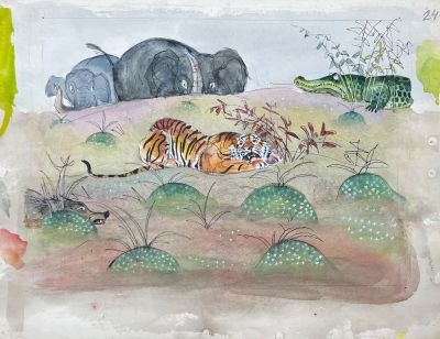 Талашенко Владимир Иванович (1915-1988) - "И сидят и дрожат под кусточками". Иллюстрация к 