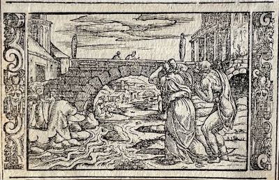 Неизвестный гравер - Иллюстрация к Ветхому Завету. XVI в. Бумага, гравюра на дереве, 6.3 х 10 см