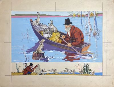 Талашенко Владимир Иванович (1915-1988) - Иллюстрация к произведению Н.Некрасова "Дед Мазай и 