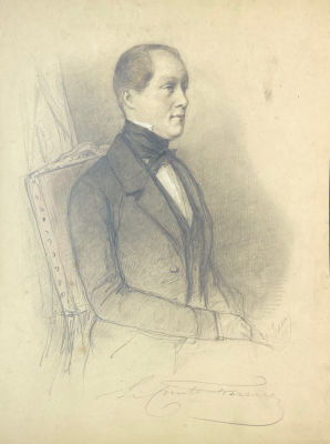 Дессен (Dessian) Эмиль Франсуа - Портрет мужчины. 1854 г. Картон, графитный карандаш, пастель 