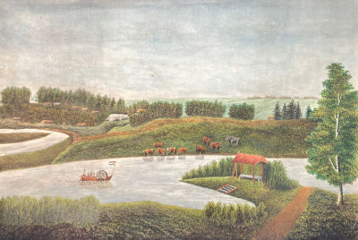 Кругликов Василий Николаевич - Вид с балкона села Рождественское. 1873 г. Бумага, акварель, 35.4 х 