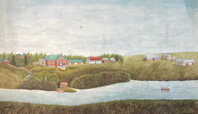 Кругликов Василий Николаевич - Вид с балкона села Рождественское. 1873 г. Бумага, акварель, 33 х 57 см