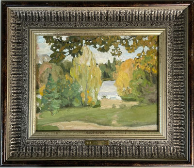 Хрустачев Николай Иванович (1883-1961) - Усадьба Трубецких. Ахтырка. Пейзаж. 1907 г. Картон, масло 