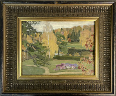 Хрустачев Николай Иванович (1883-1961) - Усадьба Трубецких. Ахтырка. Осенний пейзаж. 1907 г. Картон 