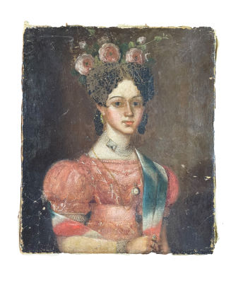 Неизвестный художник - Женский портрет. Конец XIX - начало XX в. Холст, масло, 36.5 х 31 см