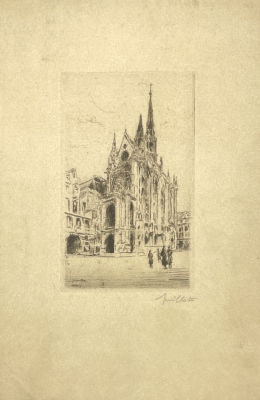 Неизвестный художник - Сент-Шапель. Париж. XX в. Бумага, офорт, 24.6 х 16 см