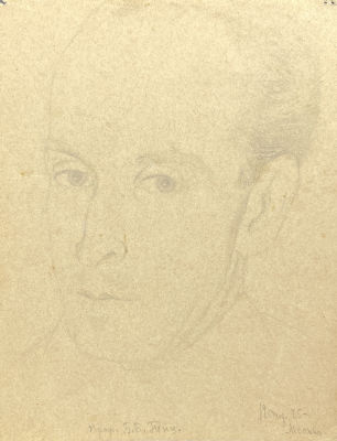 Неизвестный художник - Портрет пианиста Бориса Тица. 1925 г. Бумага, карандаш, 16.4 х 12.5 см