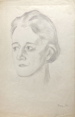 Неизвестный художник - Портрет Э. Боровой. 1929 г. Бумага, карандаш, 35.9 х 22.2 см