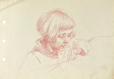 Талашенко Владимир Иванович (1915-1988) - Девочка. 1950-е гг. Бумага, цветные карандаши, 20 х 28.4 см