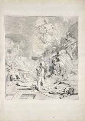 Иоанн Глаубер по оригиналу Ж.де Лересса (1640-1711), отпечатал Шенк (1696-1764) - "Сцена во время 
