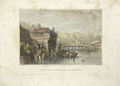 Гравер Метцерот, Б. (B. Metzeroth, 1735-1780), художник К.Стэнфилд
(C.Stanfield) - &laquo;Ирун и мост 