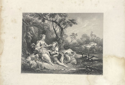 Ф.Френч (W.French), издатель Albert Henry Payne - Гравюра с картины художника Франсуа Буше "Обет 