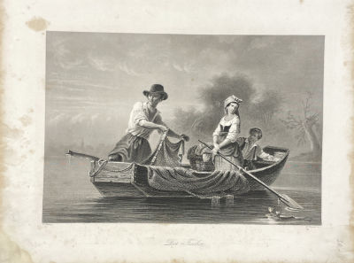 Ф.Френч (W.French), издатель Albert Henry Payne - Гравюра с картины художника Вернера "Рыбак". 