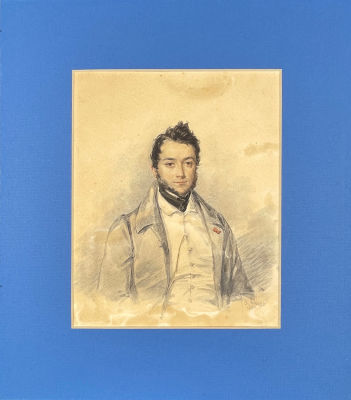 Неизвестный художник - Потрет мужчины. 1831 г. Бумага, акварель, белила, 15.8 х 12.8 см